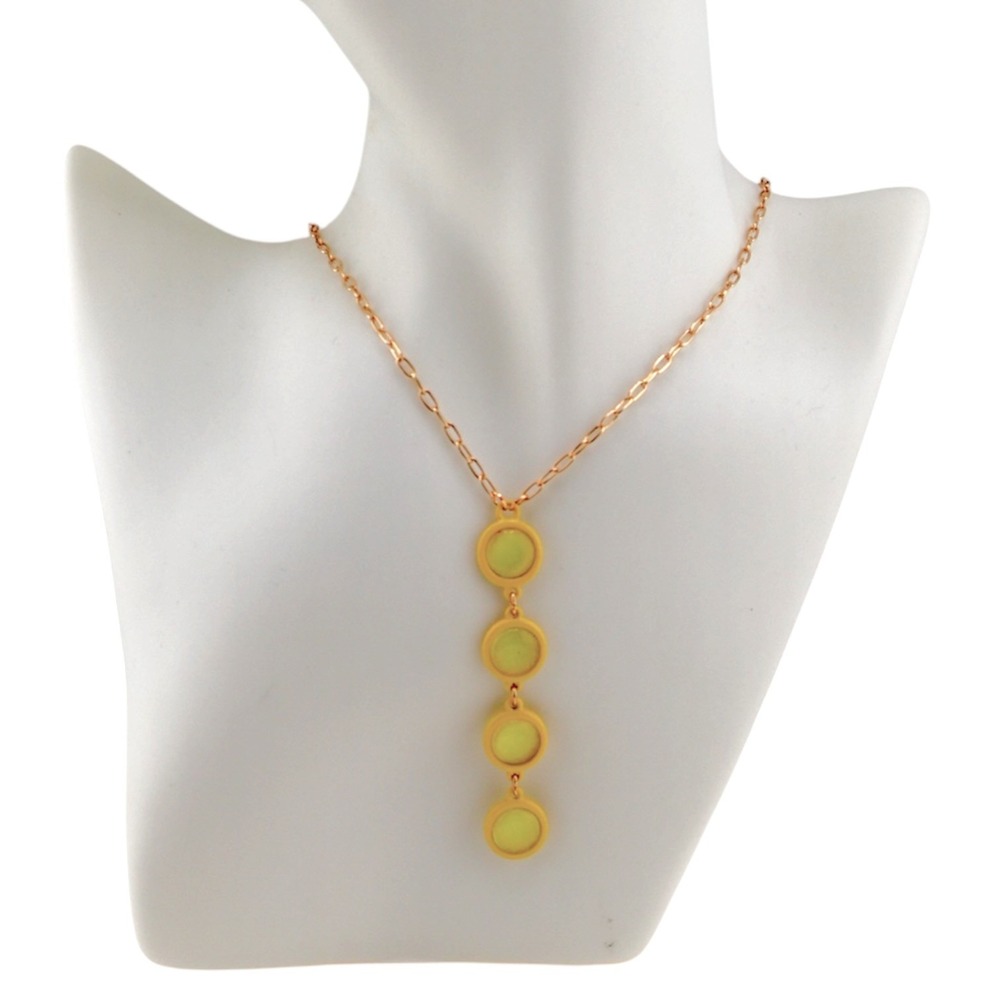 The Limited Butter Yellow Cabochon Y Drop Necklace Gold Tone Quiet Luxury NWT